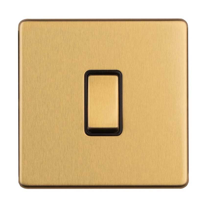 Picture of 1 Gang 20Amp Dp Switch With Flat Concealed Fixing In Satin Brass - ECSB20ADPSWB