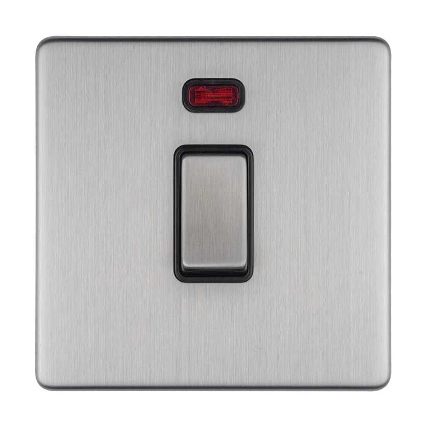 Picture of 1 Gang 20Amp Dp Switch & Neon, Flat Concealed Fixing in Satin Stainless Steel - ECSS20ADPSWNB