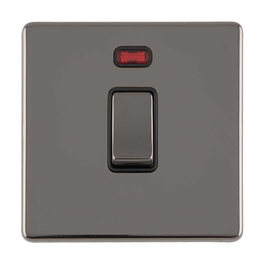 Picture of 1 Gang 20Amp Dp Switch & Neon, Flat Concealed Fixing In Black Nickel - ECBN20ADPSWNB