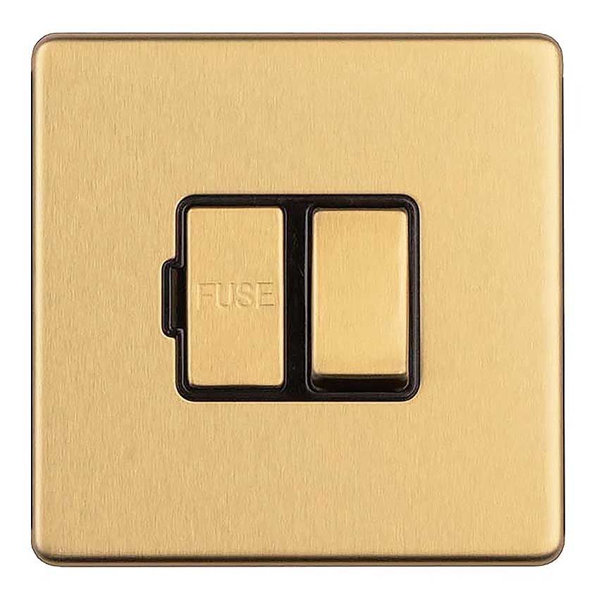 Picture of 13Amp Switched Fuse Spur In Satin Brass Plate - ECSBSWFB