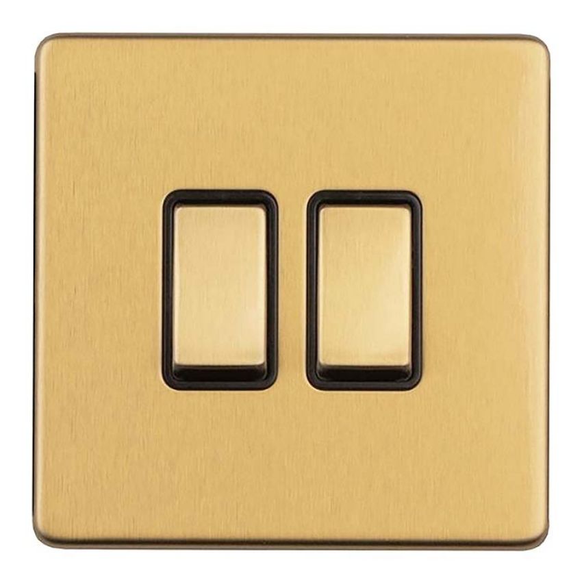 Picture of 2 Gang Switch In Satin Brass Plate - ECSB2SWB