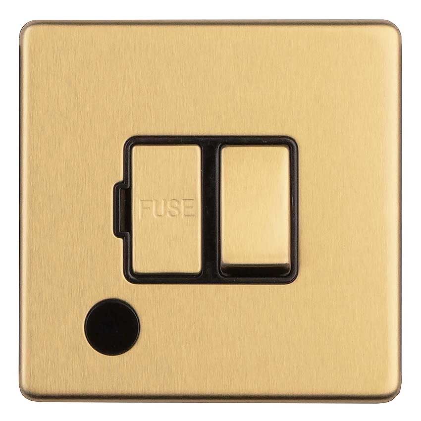 Picture of 13Amp Switched Fuse Spur With Flex Outlet In Satin Brass - ECSBSWFFOB