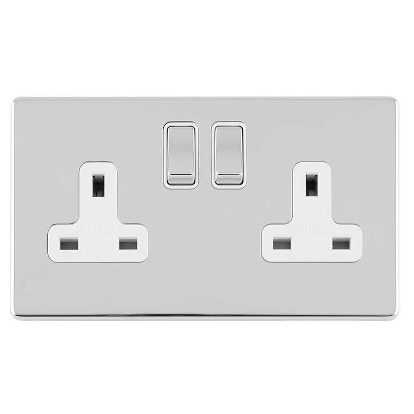 Picture of 2 Gang 13Amp Dp Switched Socket In Polished Chrome - ECPC2SOW