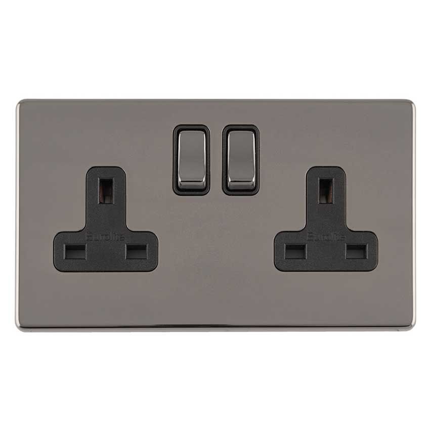 Picture of 2 Gang 13Amp Dp Switched Socket In Black Nickel   - ECBN2SOB