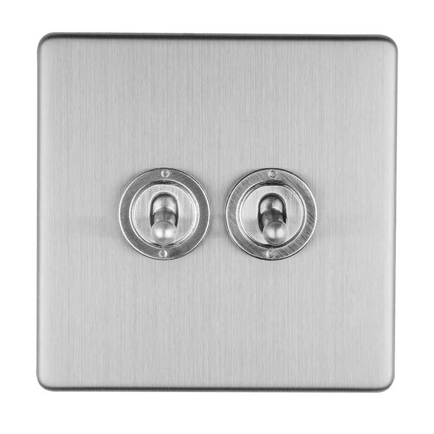 Picture of 2 Gang 10Amp 2Way Toggle Switch In Satin Stainless Steel - ECSST2SW