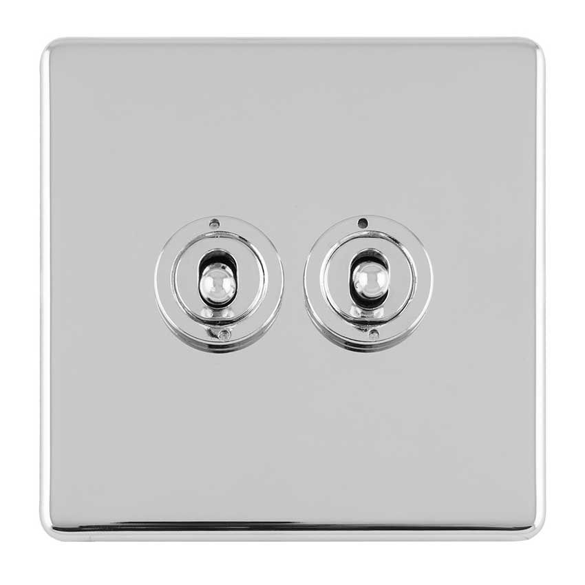 Picture of 2 Gang 10Amp 2Way Toggle Switch In Polished Chrome Plate - ECPCT2SW