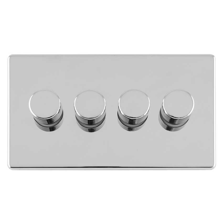 Picture of 4 Gang Led Push On Off 2Way Dimmer In Polished Chrome - ECPC4DLED