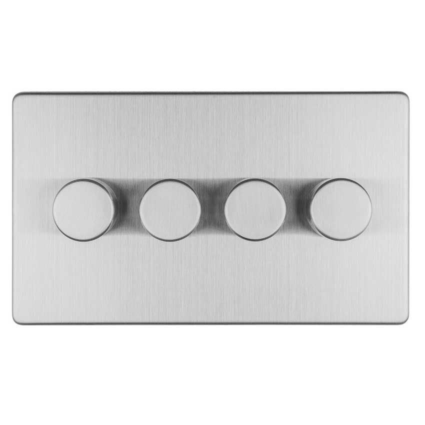 Picture of 4 Gang Led Push On Off 2Way Dimmer In Satin Stainless Steel - ECSS4DLED