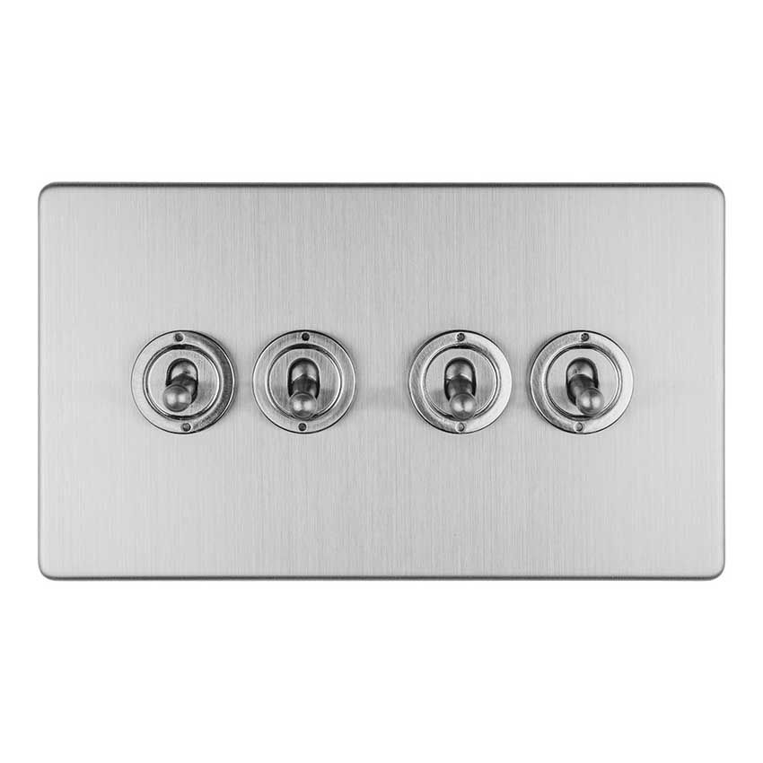 Picture of 4 Gang 10Amp 2Way Toggle Switch In Satin Stainless Steel - ECSST4SW