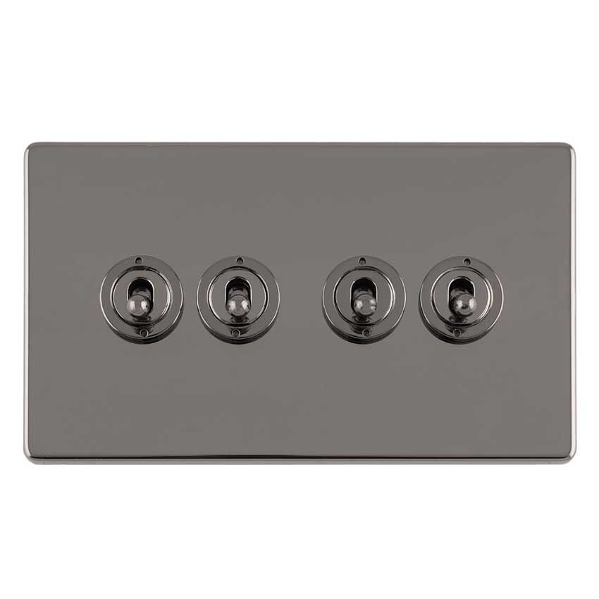 Picture of 4 Gang 10Amp 2Way Toggle Switch In Black Nickel - ECBNT4SW