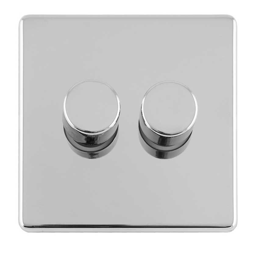 Picture of 2 Gang Led Push On Off 2Way Dimmer In Polished Chrome - ECPC2DLED