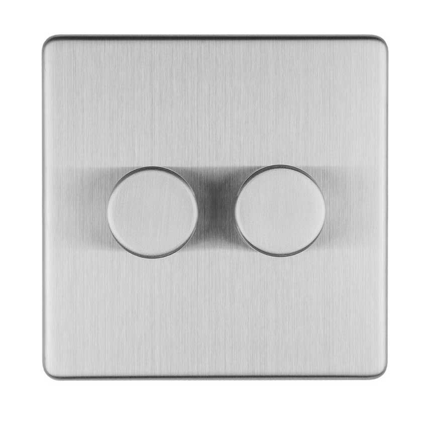 Picture of 2 Gang Led Push On-Off 2Way Dimmer In Satin Stainless Steel - ECSS2DLED
