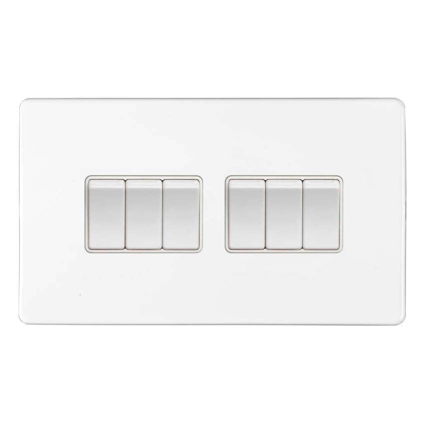 Picture of 6 Gang Switch In Matt White With White Trim- ECW6SWW