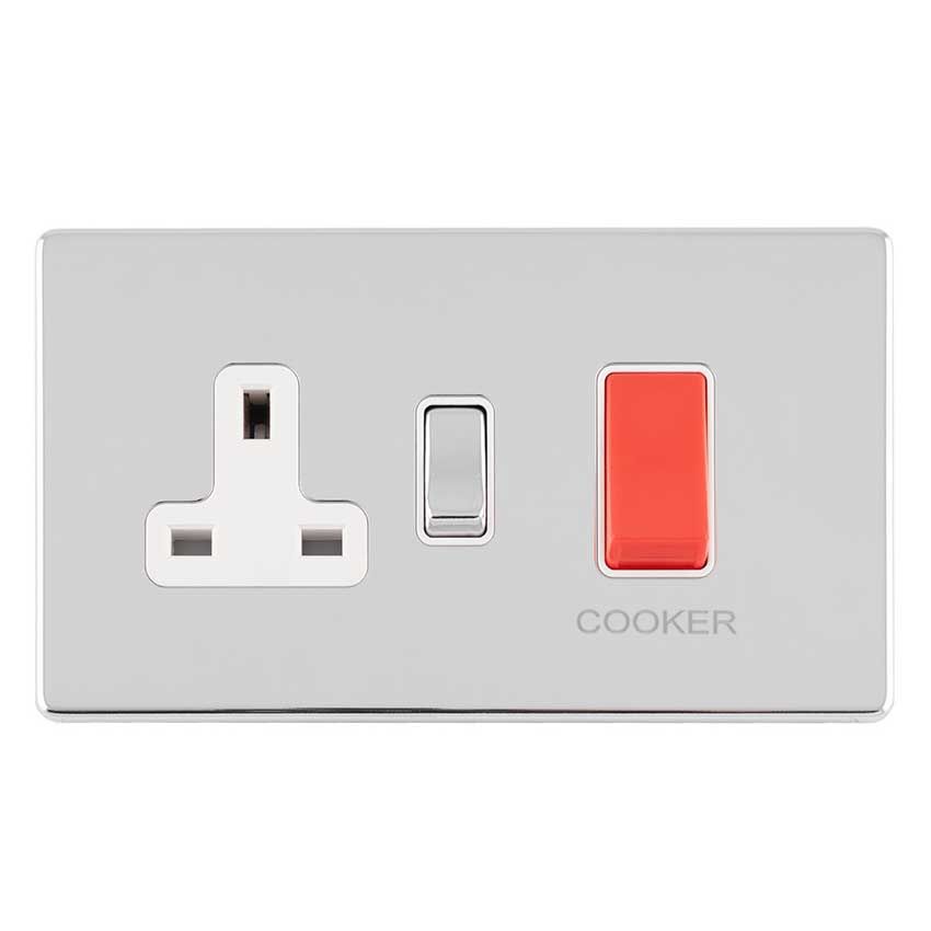 Picture of 45Amp Dp Cooker Switch With 13Amp Socket In Chrome - ECPC45ASWASW