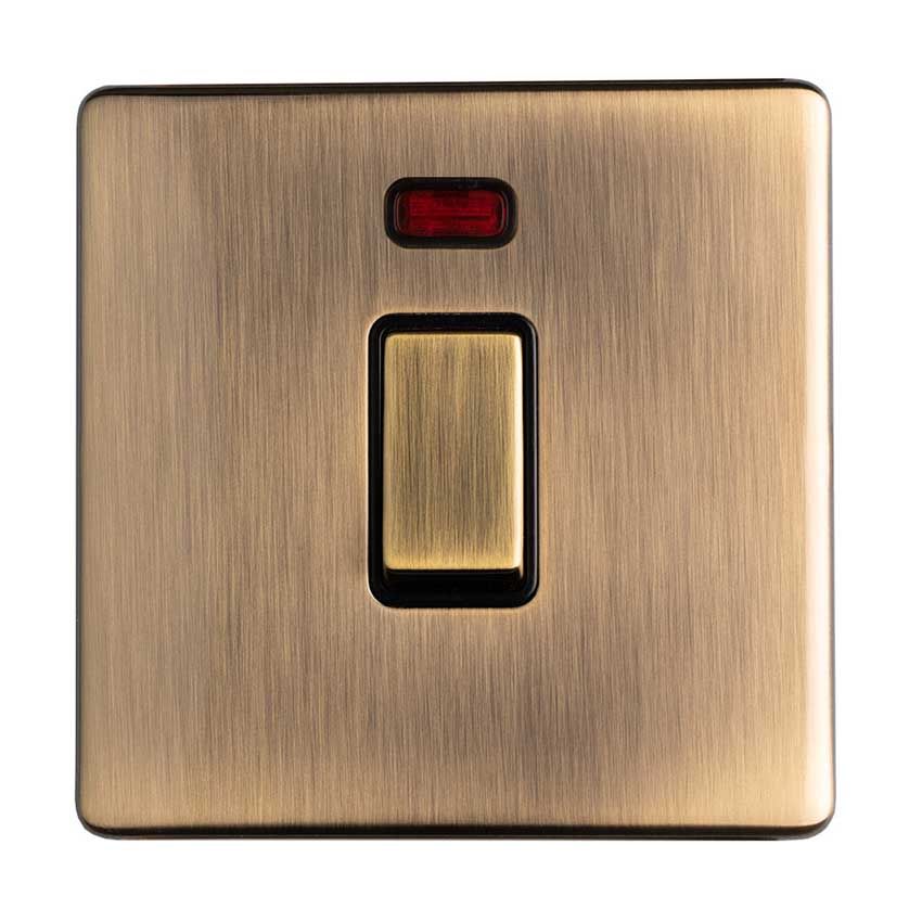 Picture of 1 Gang 20Amp Dp Switch & Neon, Flat Concealed Fixing In Antique Brass - AB20ADPSWNB
