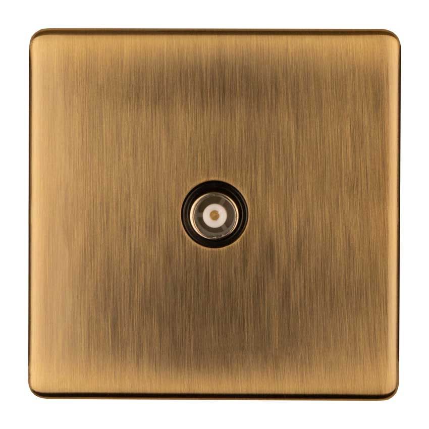 Picture of 1 Gang Isolated Tv Socket In Antique Brass - AB1TVB