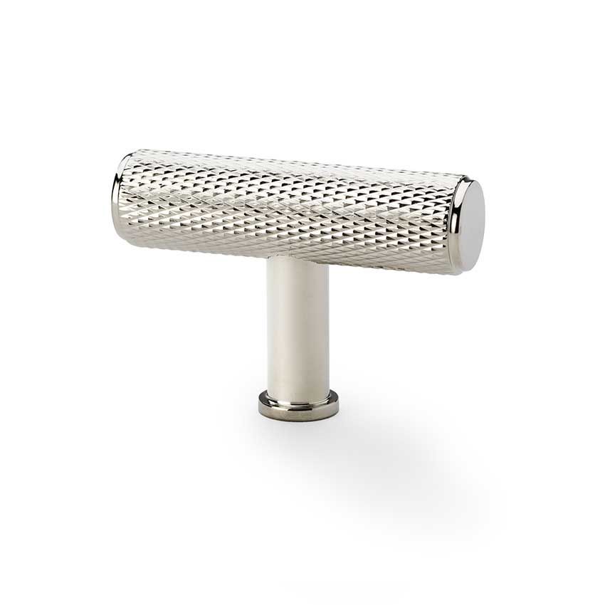 Picture of Knurled T-Bar cupboard Knob in PVD Polished Nickel Finish - AW801-55-PNPVD