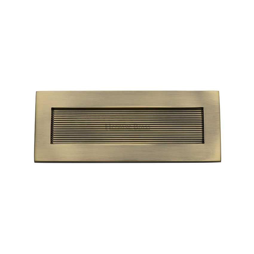 Picture of Heritage Brass Reeded Letterplate 10" x 4" Antique Brass finish - RR852 254.101-AT