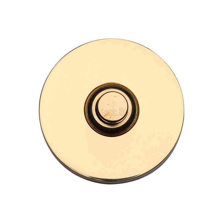 Picture of Heritage Brass Round Bell Push 3" x 1" Polished Brass finish - V1184-PB