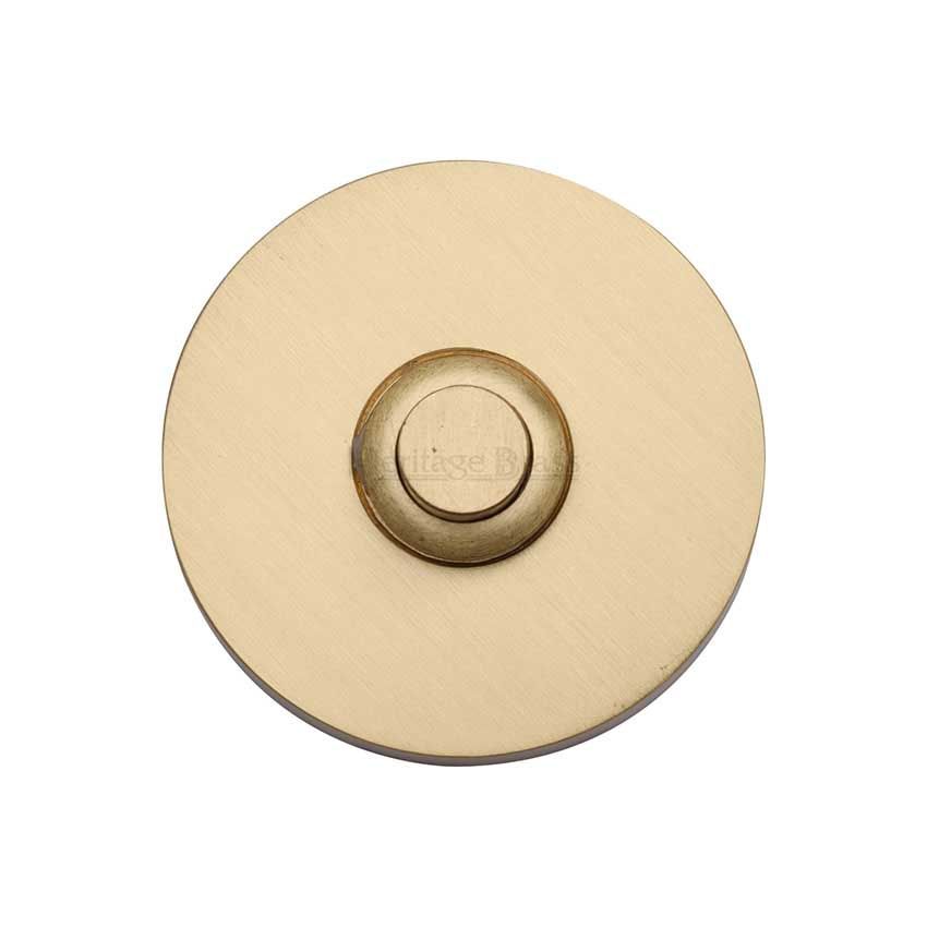 Picture of Heritage Brass Round Bell Push 3" x 1" Satin Brass finish - V1184-SB