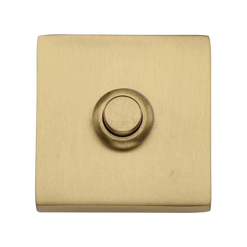 Picture of Heritage Brass Square Bell Push 3" x 1" Satin Brass finish - V1188-SB