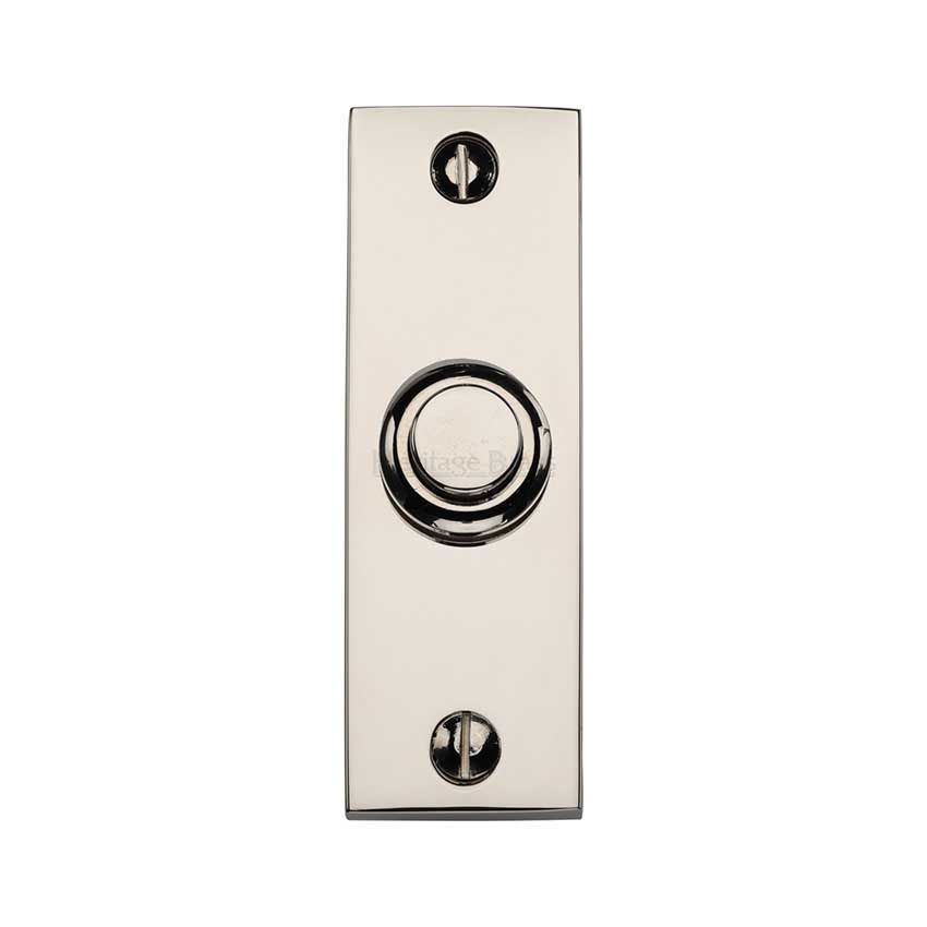 Picture of Heritage Brass Rectangular Bell Push 3" x 1" Polished Nickel finish - V1182-PNF