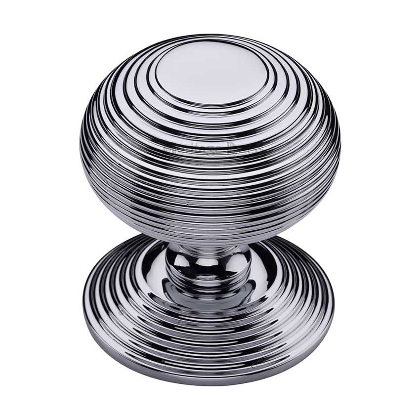 Picture of Heritage Brass Centre Door Knob Reeded Design 3 1/2" Polished Chrome Finish - RR906-PC