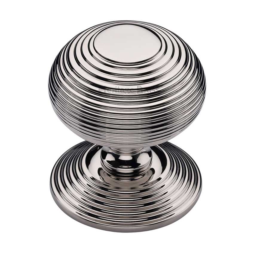 Picture of Heritage Brass Centre Door Knob Reeded Design 3 1/2" Polished Nickel Finish - RR906-PNF