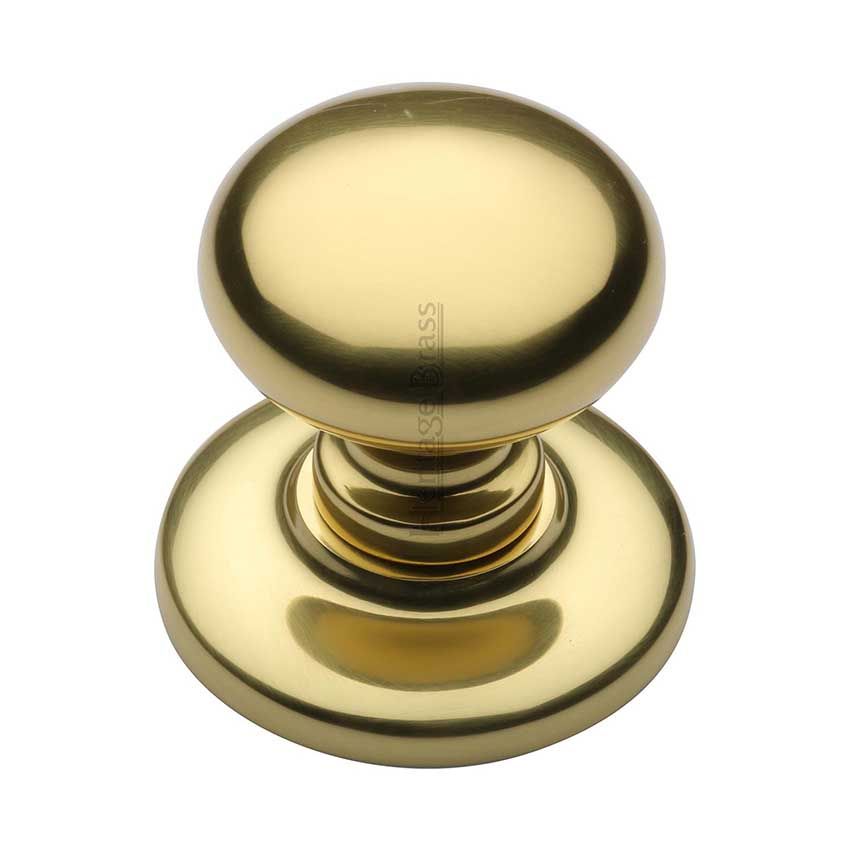 Picture of Centre Door Knob, Round Design In Polished Brass Finish - V901-PB