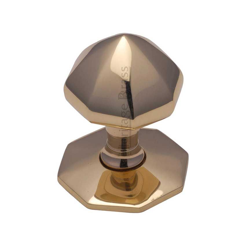 Picture of Ocatogal Centre Door Knob In Polished Brass Finish - V880-PB