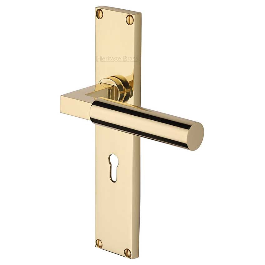 Picture of Bauhaus Lock Door Handles In Polished Brass Finish - VT6300-PB