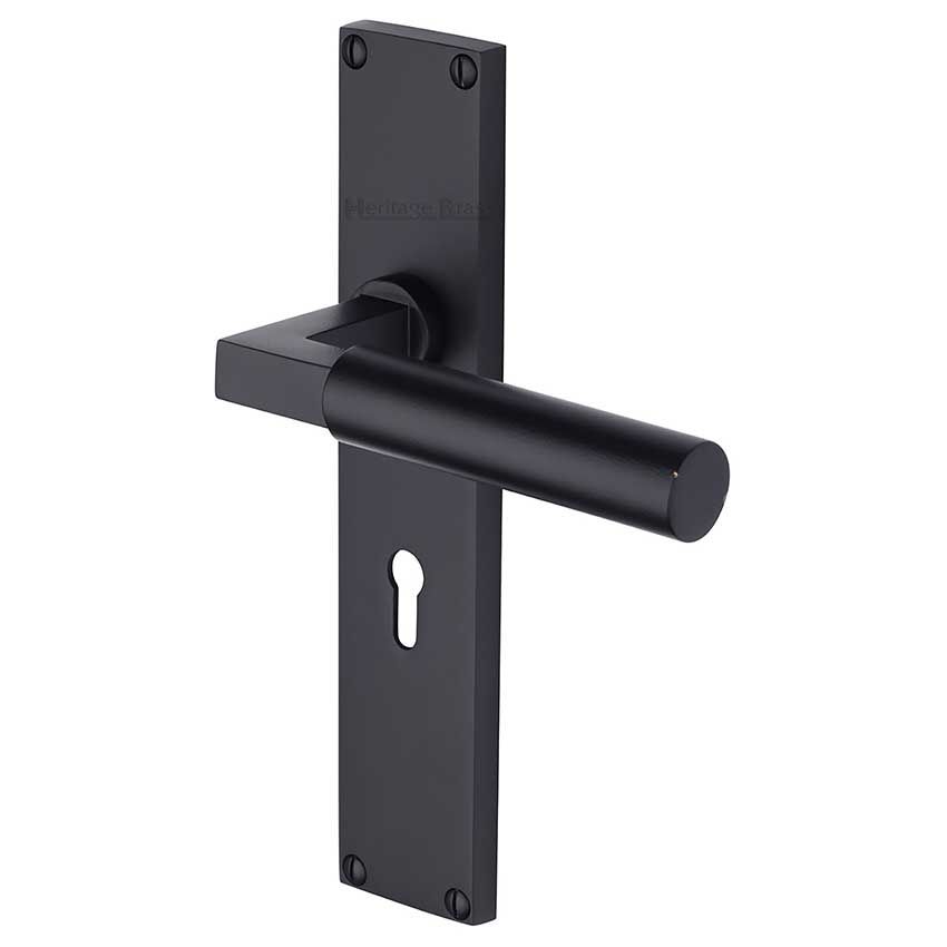 Picture of Bauhaus Lock Door Handles In Matt Black Finish - VT6300-BKMT