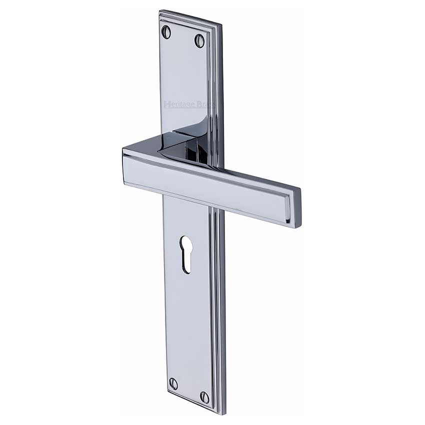 Picture of Atlantis Lock Door Handles In Polished Chrome Finish - ATL6700-PC-EXT