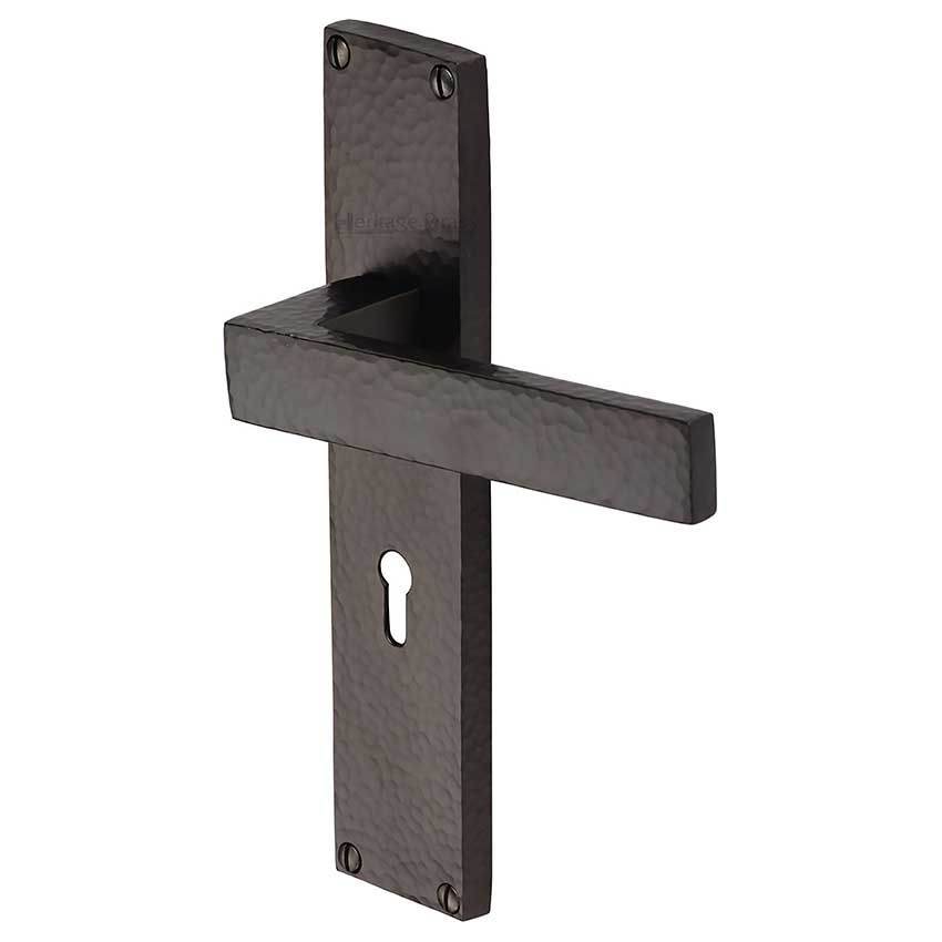 Picture of Delta Hammered Lock Door Handles In Matt Bronze Finish - VTH3300-MB