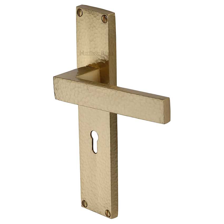 Picture of Delta Hammered Lock Door Handles In Satin Brass Finish - VTH3300-SB