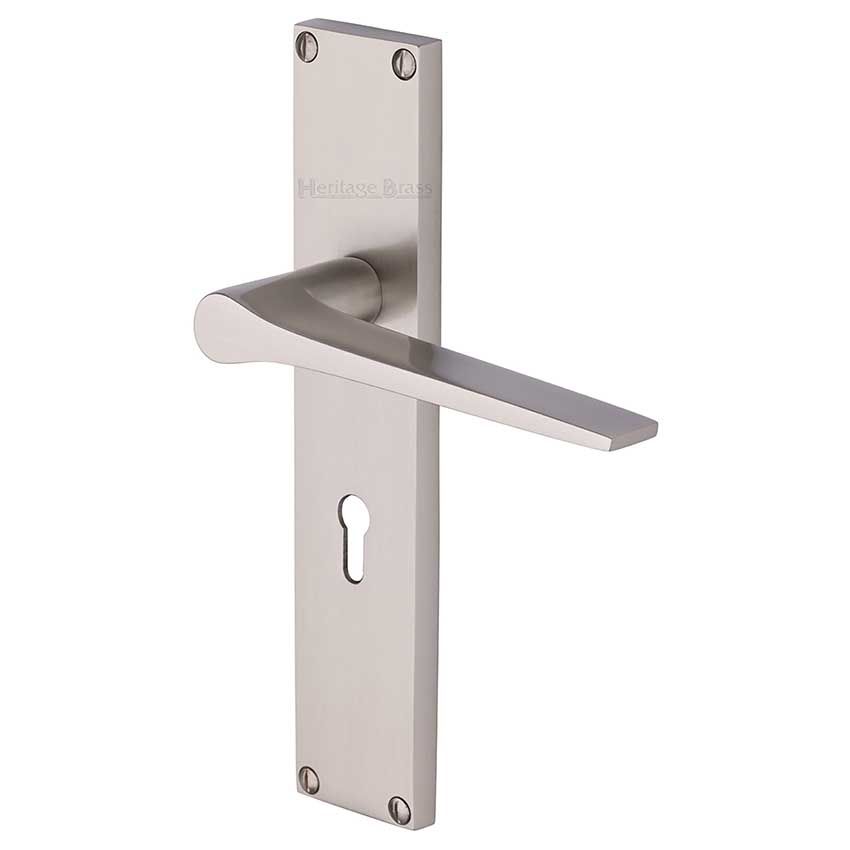 Picture of Gio Lock Door Handles In  Satin Nickel Finish - VT8100-SN