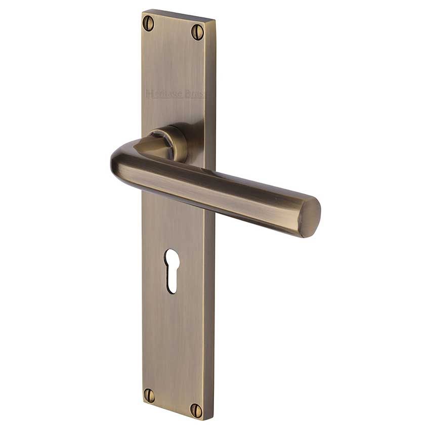 Picture of Octave Lock Door Handles In Antique Brass Finish - VT5900-AT-EXT