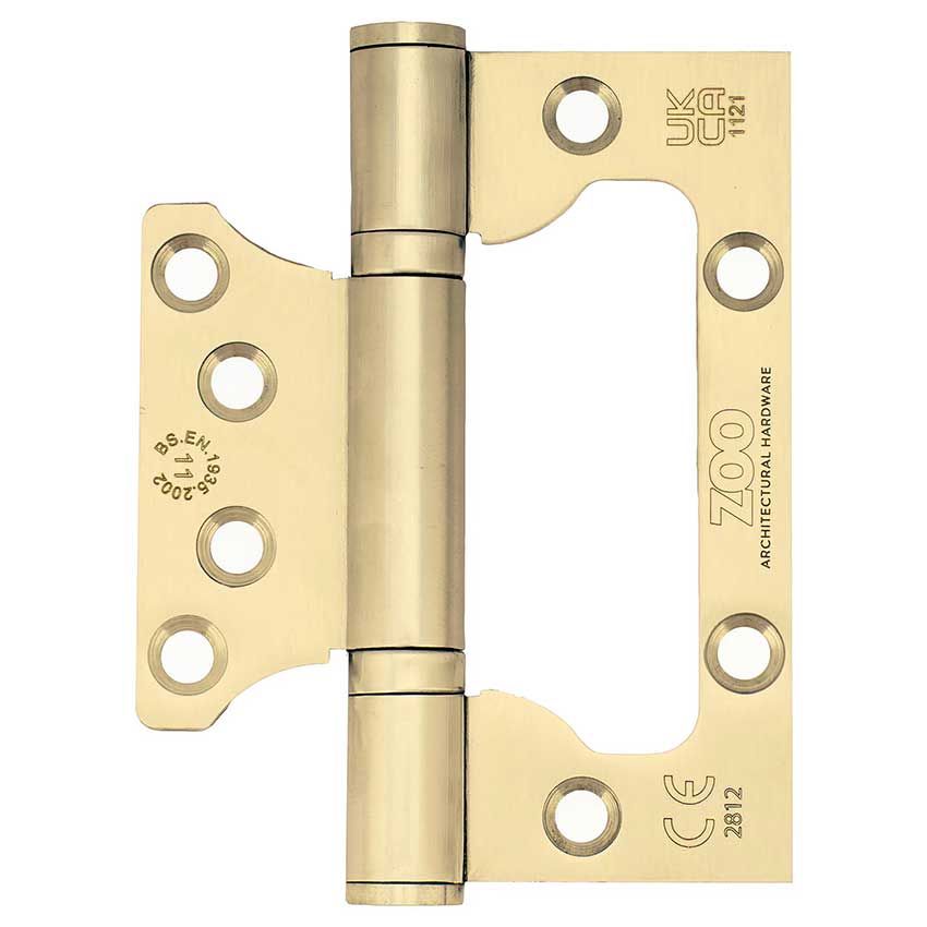 Picture of Fast fit flush fire door hinge in PVD satin brass - ZHSSFH-243PVDSB