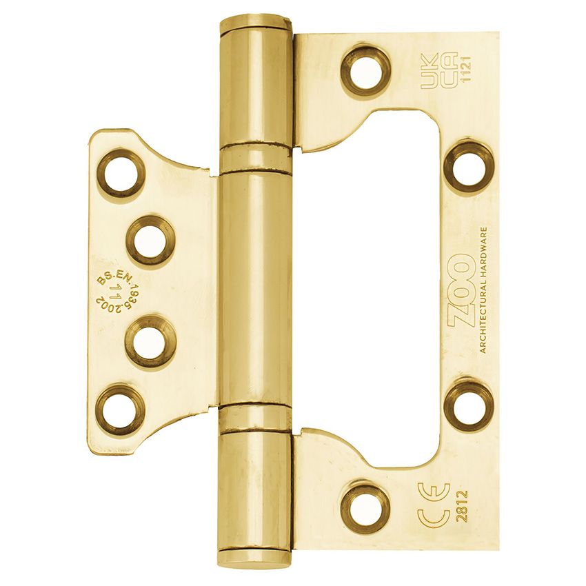 Picture of Fast fit flush fire door hinge in PVD stainless brass - ZHSSFH-243PVD