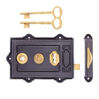 Picture of Alexander and Wilks Keswick Rim Lock - Cast Iron - AW100BL