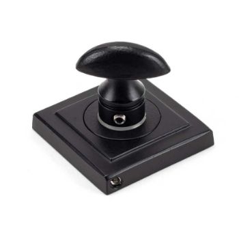 Picture of Matt Black Round Thumbturn on a Square Rose - From the Anvil - 49547