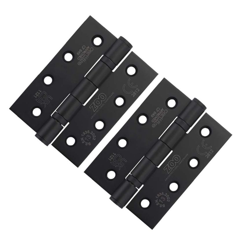 Picture of 4" (102mm) Grade 13 Powder Coated Black Fire Door Hinges - ZHSS243PCB