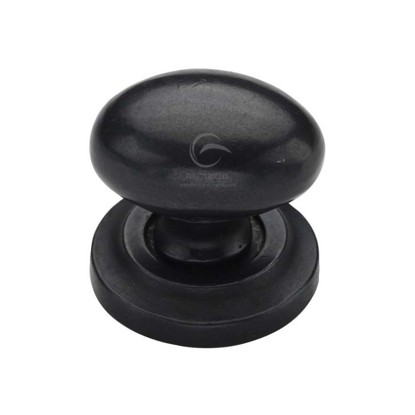 Picture of Rustic Dark Bronze Oval Cabinet Knob on a Rose - RDB179