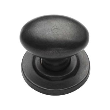 Picture of Rustic Dark Bronze Oval Cabinet Knob on a Rose - RDB179