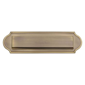 280 x 79mm Gravity Flap Curved End Letter Plate In Antique Brass Finish - V843-AT Picture of 280 x 79mm Gravity Flap Curved End Letter Plate In Antique Brass Finish - V843-AT