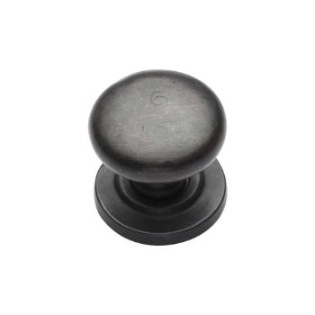 Picture of Rustic Bronze Round Cabinet Knob on Rose - RDB613