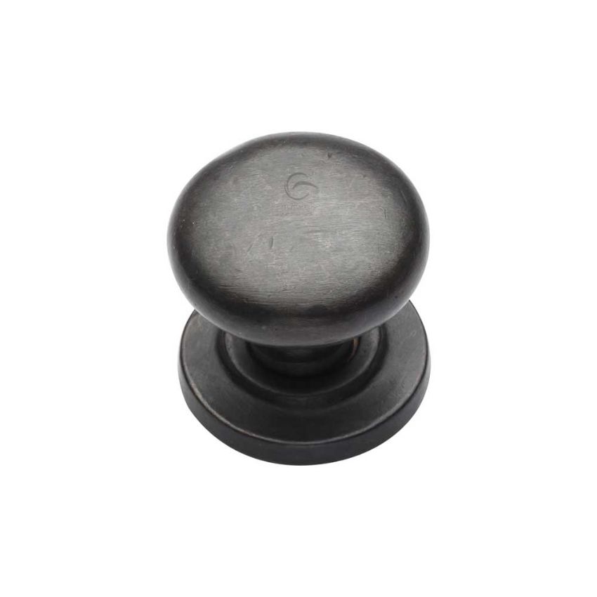 Picture of Rustic Bronze Round Cabinet Knob on Rose - RDB613