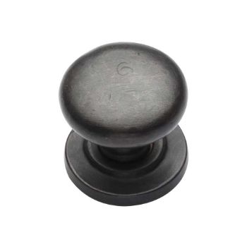 Picture of Rustic Bronze Round Cabinet Knob on Rose - RDB613