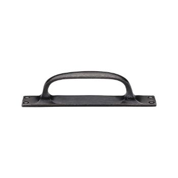 Picture of Rustic Pewter Cabinet Pull Handle on a Plate - RPW1142