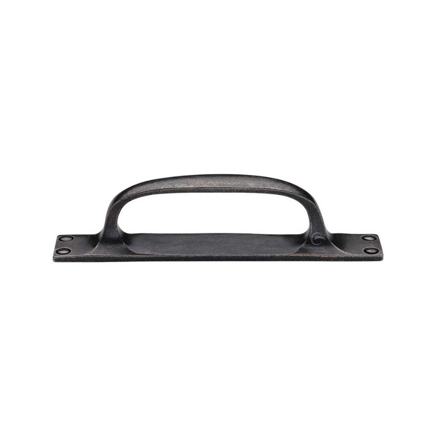 Picture of Rustic Pewter Cabinet Pull Handle on a Plate - RPW1142